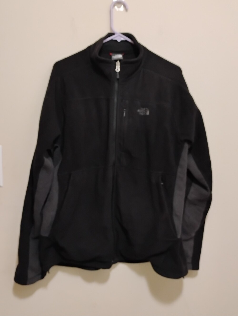 The North Face Fleece Jacket Mens Black Full Zip Logo Size Large